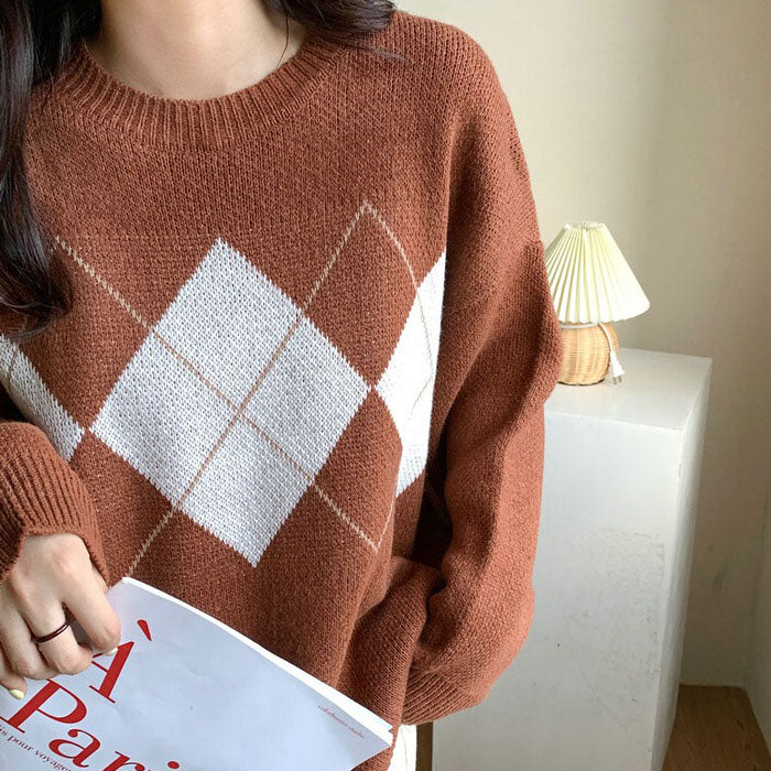 80's Grandma Argyle Sweater - Vedlit