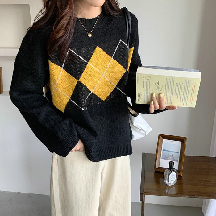 80's Grandma Argyle Sweater - Vedlit