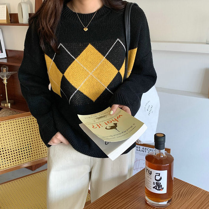 80's Grandma Argyle Sweater - Vedlit