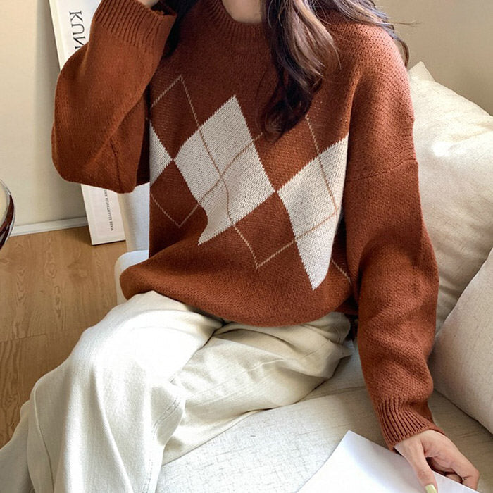 80's Grandma Argyle Sweater - Vedlit
