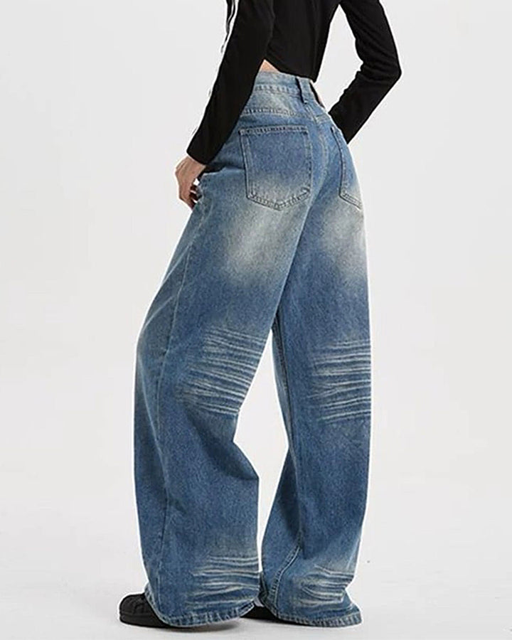 90s Faded Wash Baggy Jeans - Vedlit