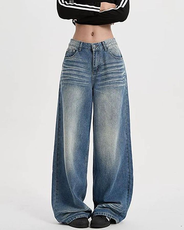 90s Faded Wash Baggy Jeans - Vedlit