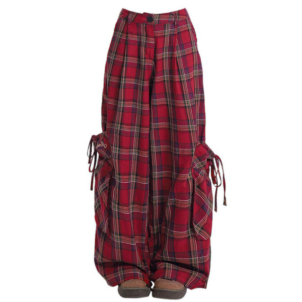 90's Grunge Plaid Cargo Pants - Vedlit