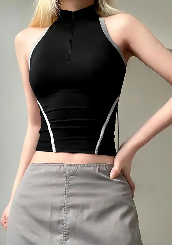Acubi Open Back Zip-Up Top - Vedlit