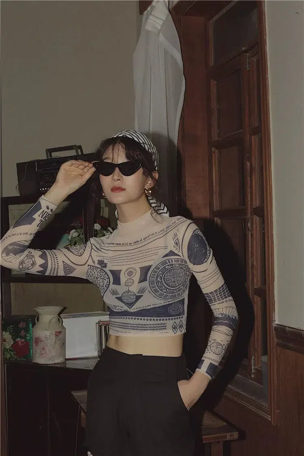 Ancient Egyptian Mystique Symbol Crop Top - Vedlit