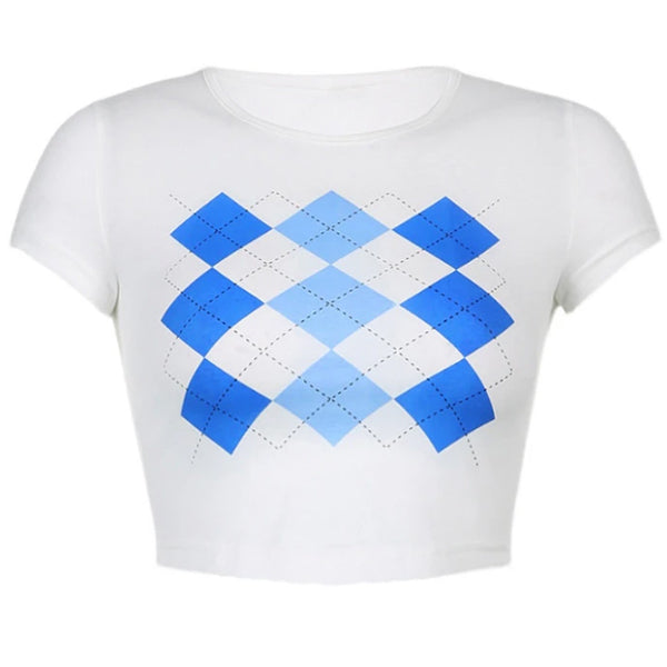 Argyle Pattern Crop Top - Vedlit