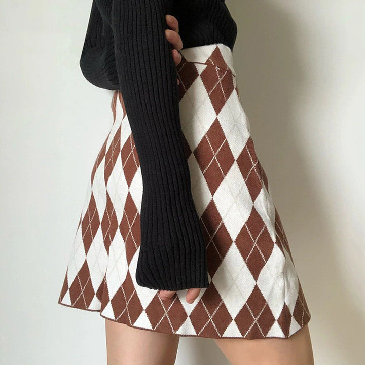 Argyle Print Mini Skirt - Vedlit