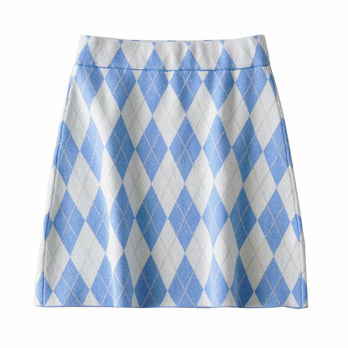 Argyle Print Mini Skirt - Vedlit
