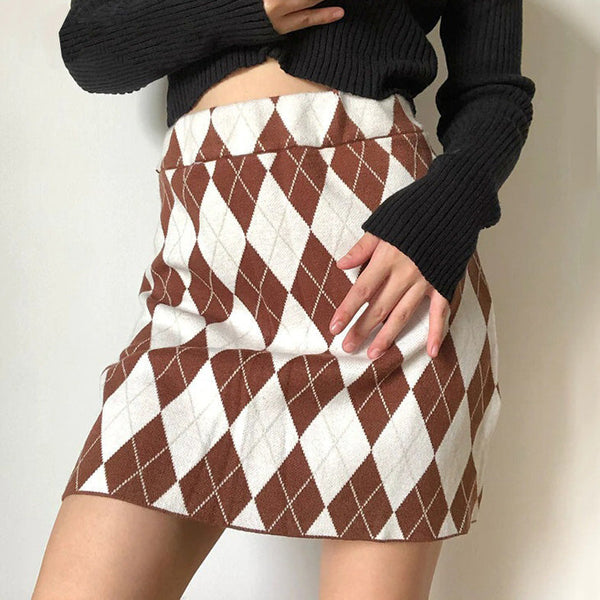 Argyle Print Mini Skirt - Vedlit