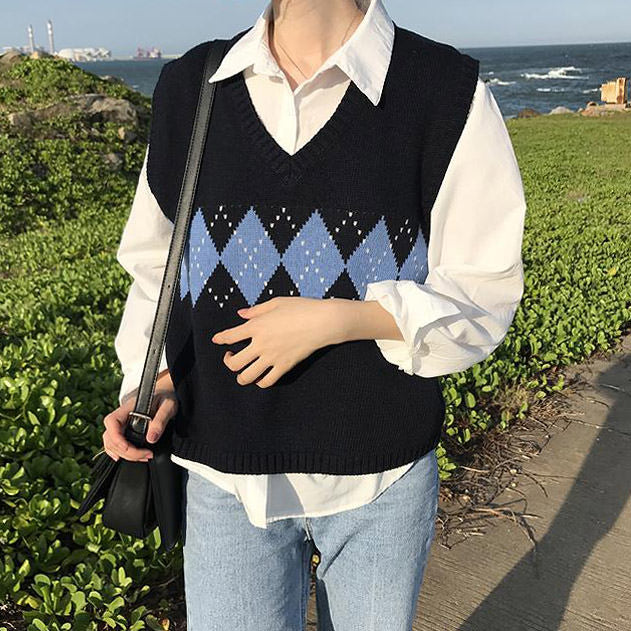 Argyle Sweater Vest - Vedlit