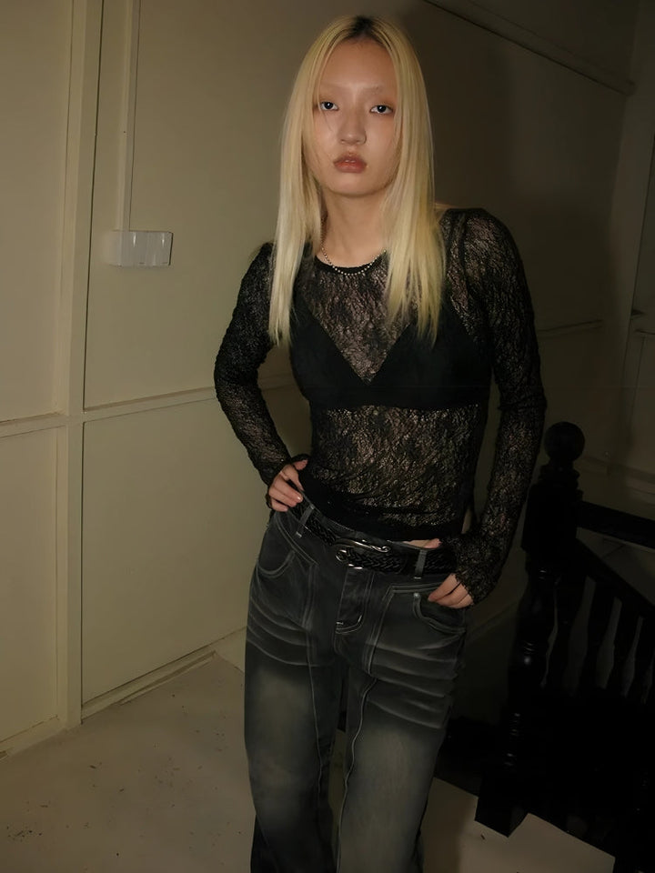Baddie Lace Sheer Top - Vedlit