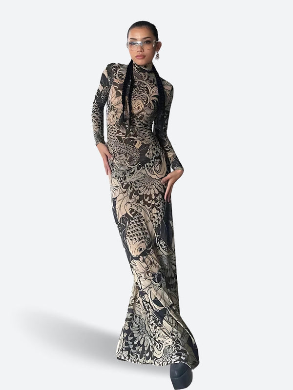 Baddie Tattoo Maxi Dress - Vedlit