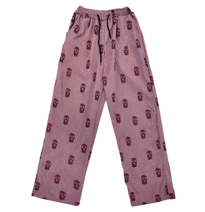 Balaclava Print Wide Leg Pants - Vedlit