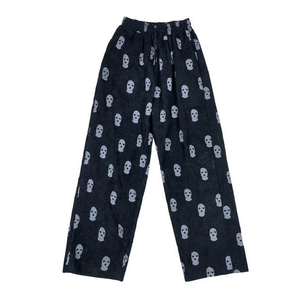 Balaclava Print Wide Leg Pants - Vedlit