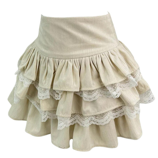 Ballerina Core Ruffled Lace Skirt - Vedlit