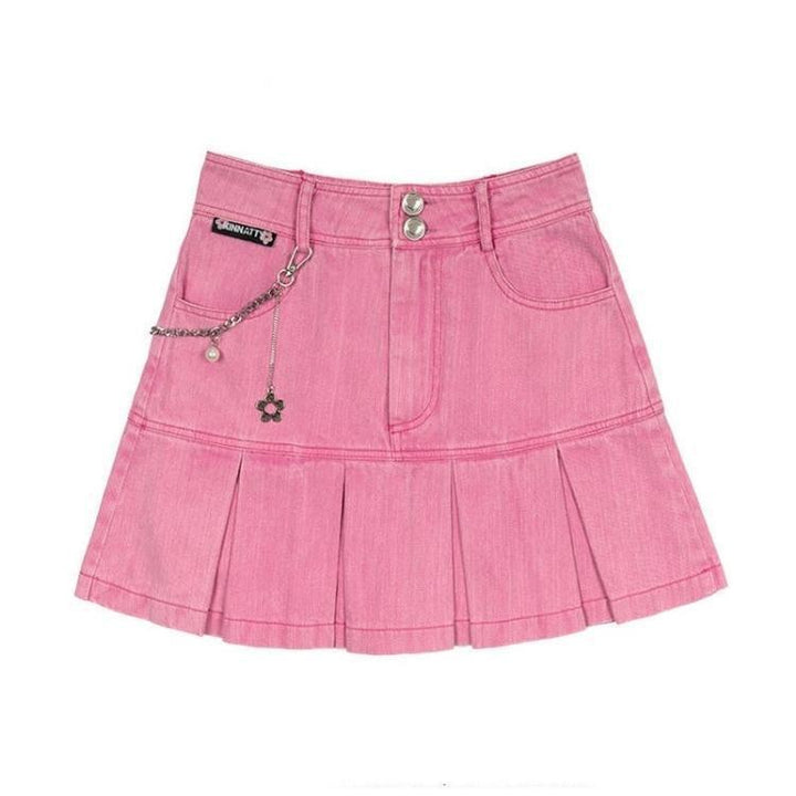 Barbie Pleated Denim Mini Skirt - Vedlit