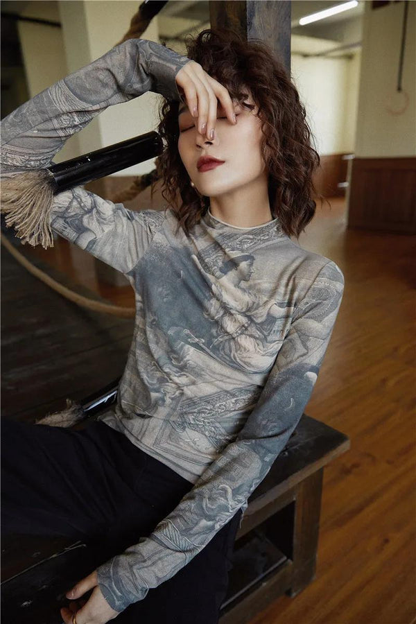 Baroque High Neck Fitted Top - Vedlit
