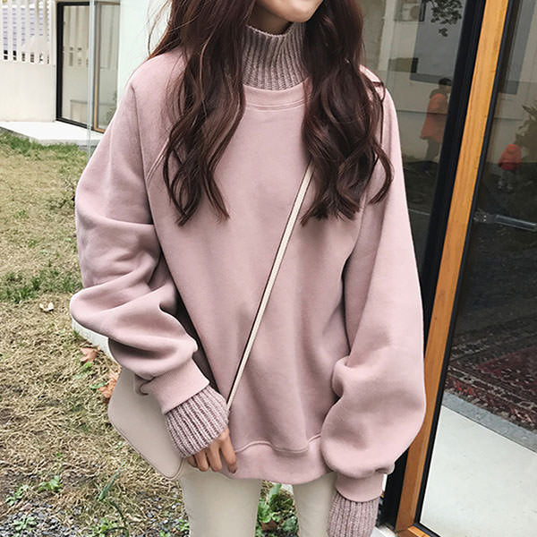 Basic High Neck Sweatshirt - Vedlit