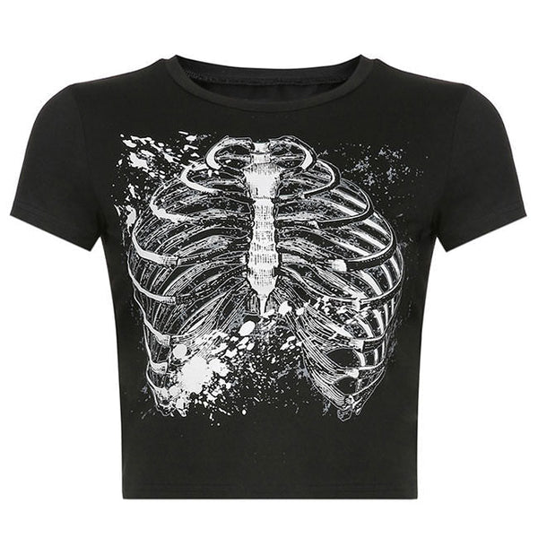 Black Skeleton Crop Top - Vedlit
