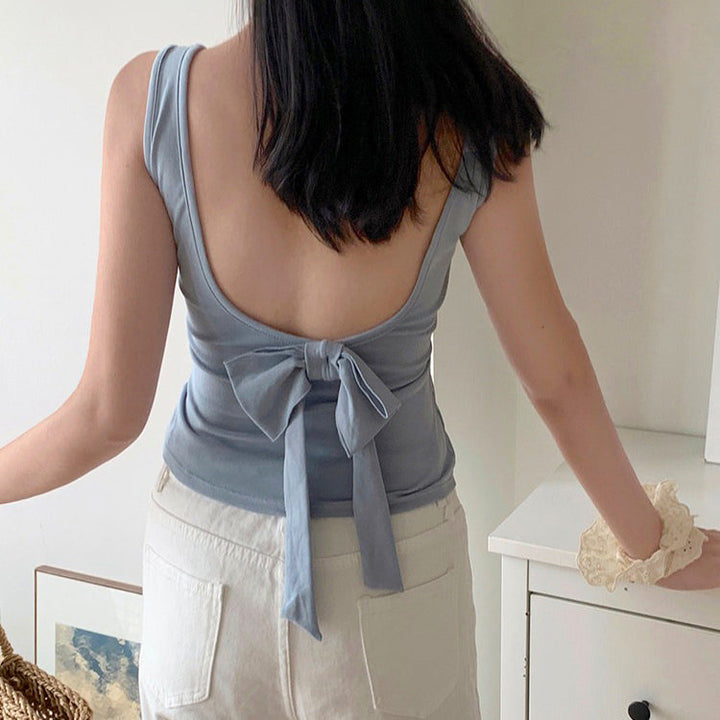 Blush Built-In Cup Bow Top - Vedlit