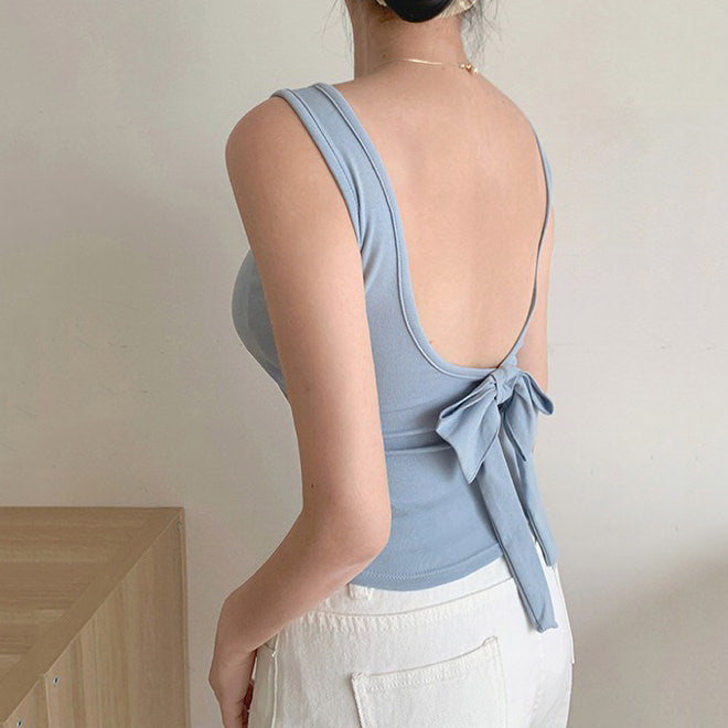Blush Built-In Cup Bow Top - Vedlit