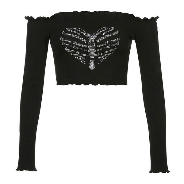 Bones Rhinestone Bardot Top - Vedlit