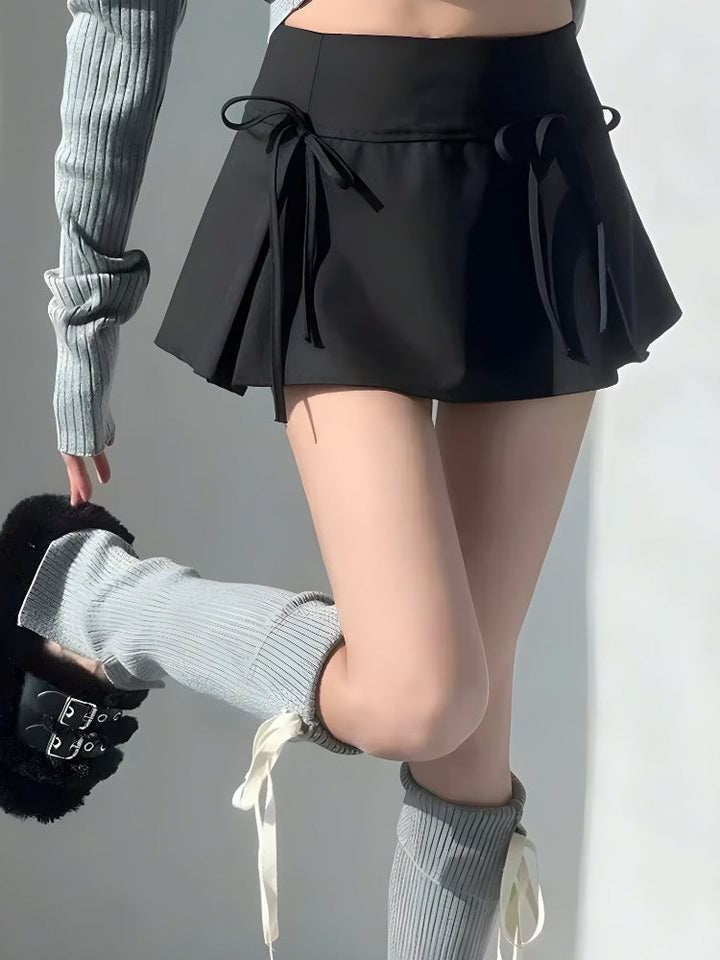 Bow Pleated Mini Skirt - Vedlit