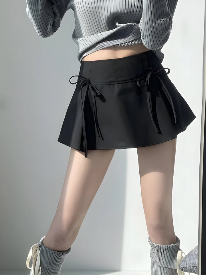 Bow Pleated Mini Skirt - Vedlit