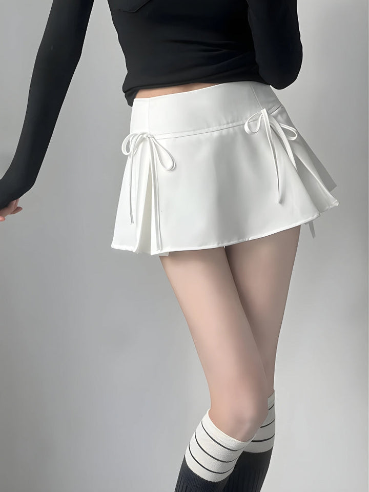 Bow Pleated Mini Skirt - Vedlit