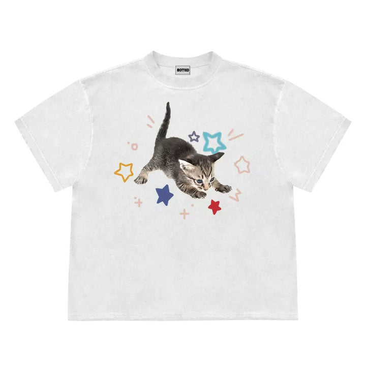 Kitten and Stars T-Shirt - Vedlit