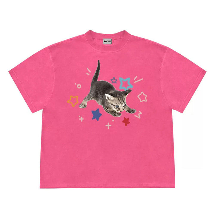 Kitten and Stars T-Shirt - Vedlit