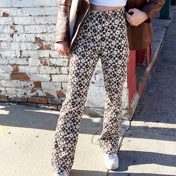 Brown Floral Pants - Vedlit