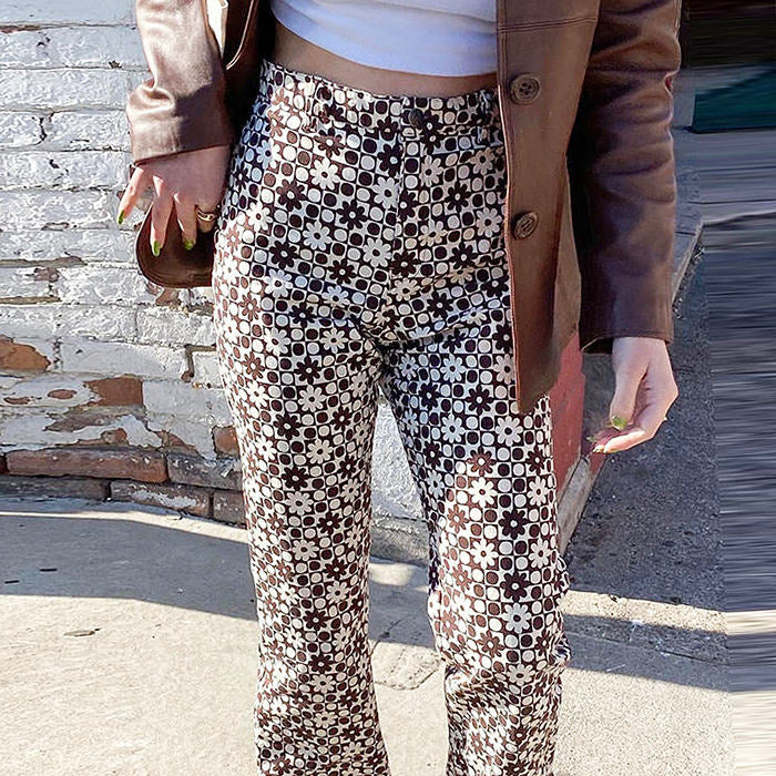 Brown Floral Pants - Vedlit