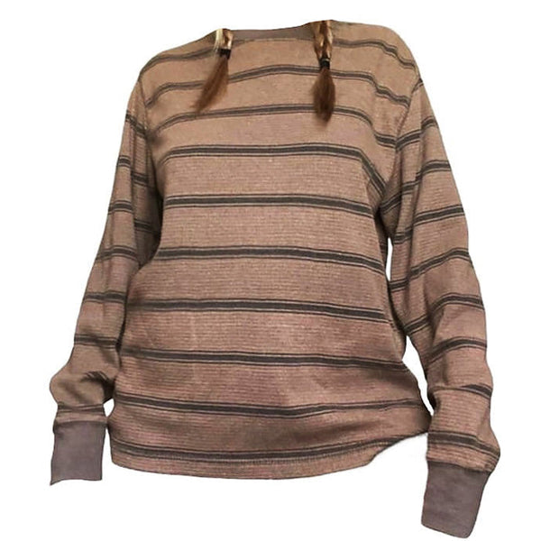 Brown Striped Longsleeve Top - Vedlit