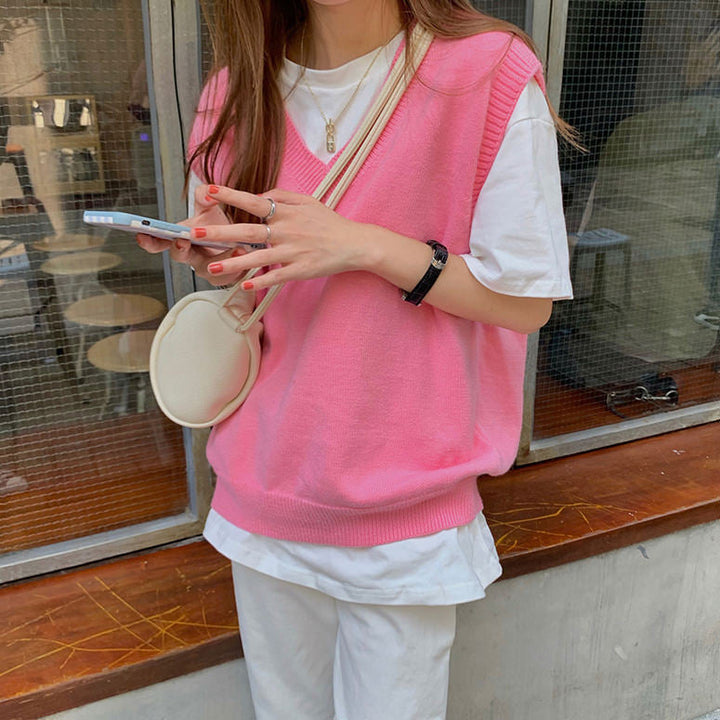 Bubble Gum Pink Knit Vest - Vedlit