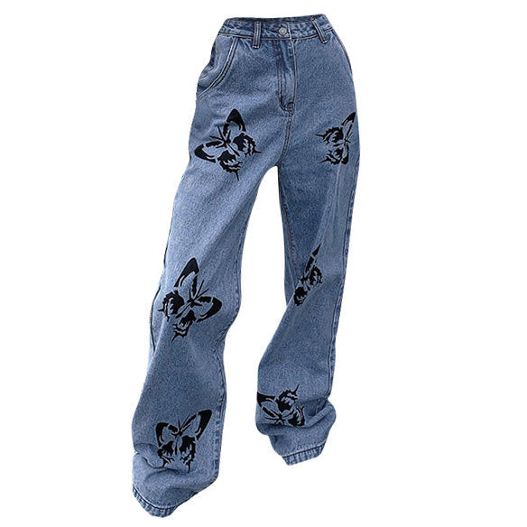Butterfly Print Jeans - Vedlit