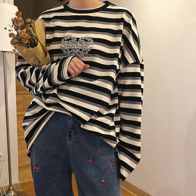 Butterfly Striped Long Sleeve Tee - Vedlit