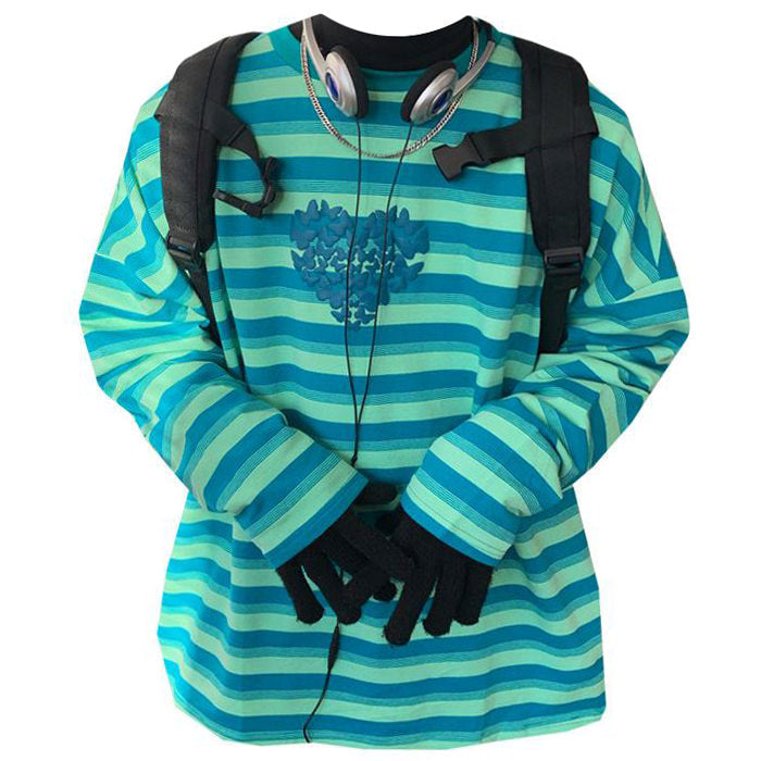 Butterfly Striped Long Sleeve Tee - Vedlit