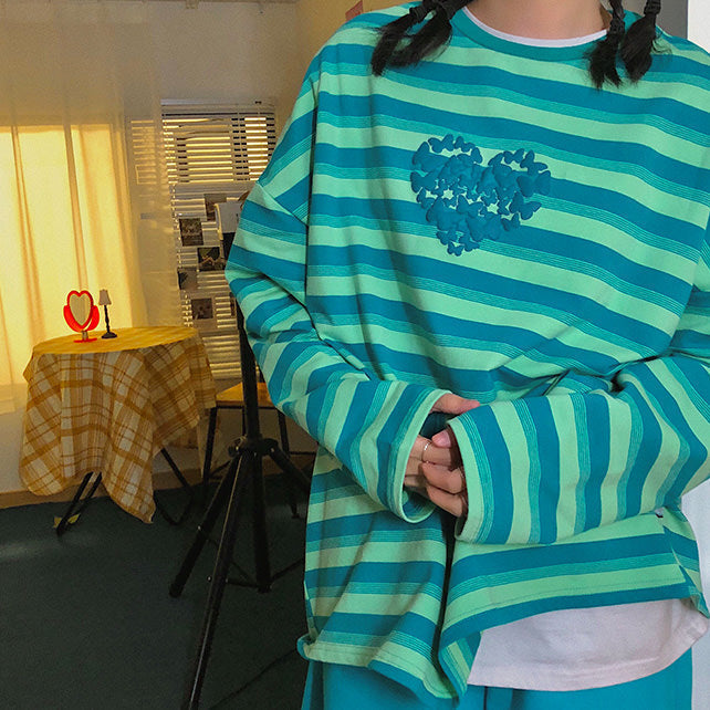 Butterfly Striped Long Sleeve Tee - Vedlit