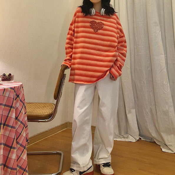 Butterfly Striped Long Sleeve Tee - Vedlit