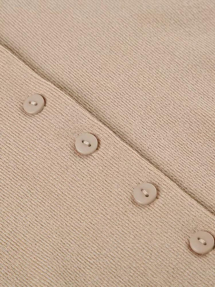 Button Up Knitted Mini Dress - Vedlit