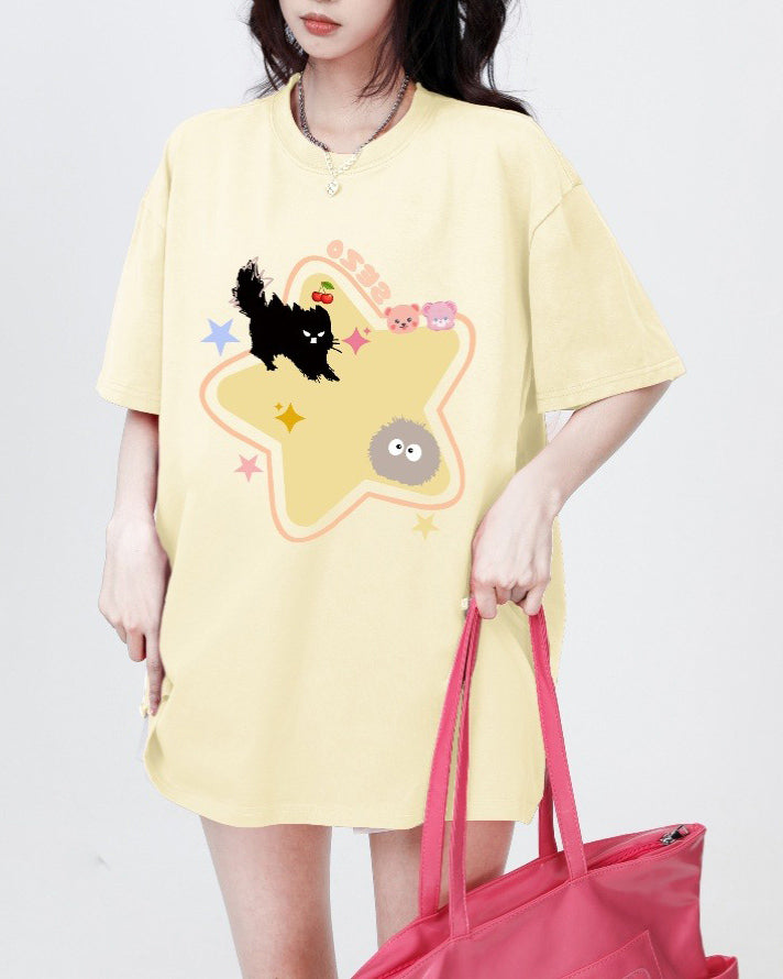 Yellow Star Cat T-Shirt - Vedlit