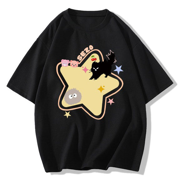 Yellow Star Cat T-Shirt - Vedlit