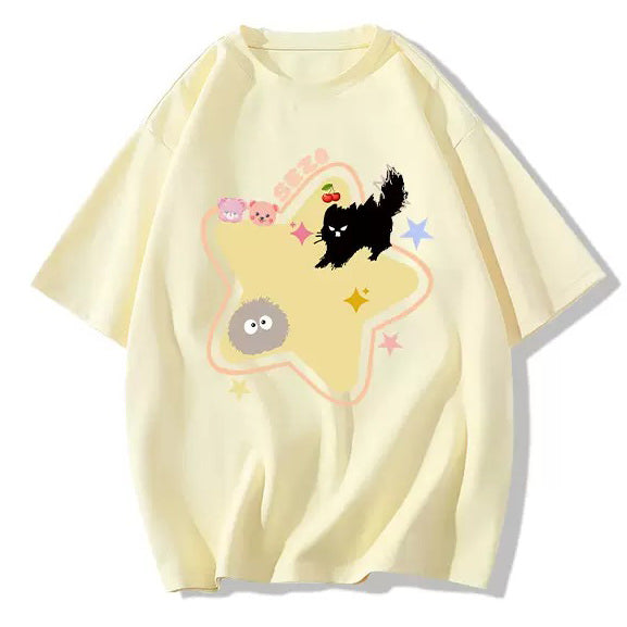 Yellow Star Cat T-Shirt - Vedlit