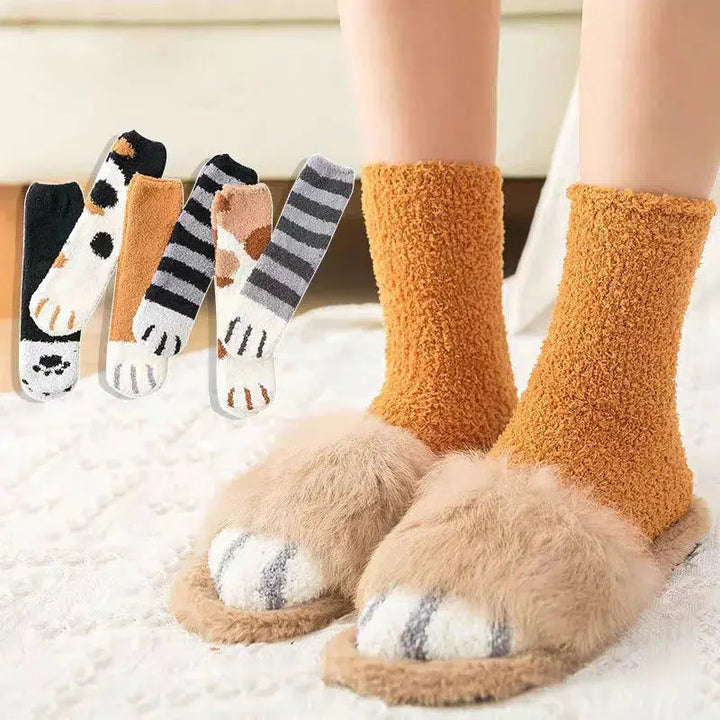 Cat Paw Plush Socks - Vedlit