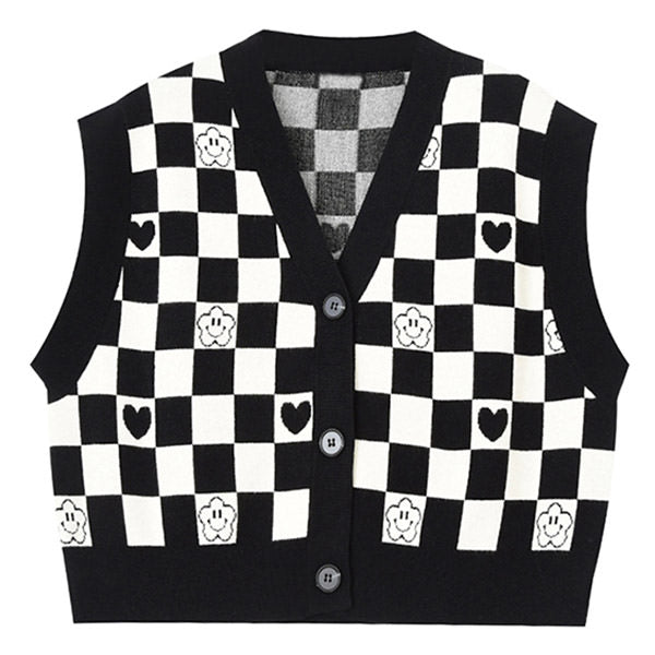 Checkerboard Cropped Vest - Vedlit