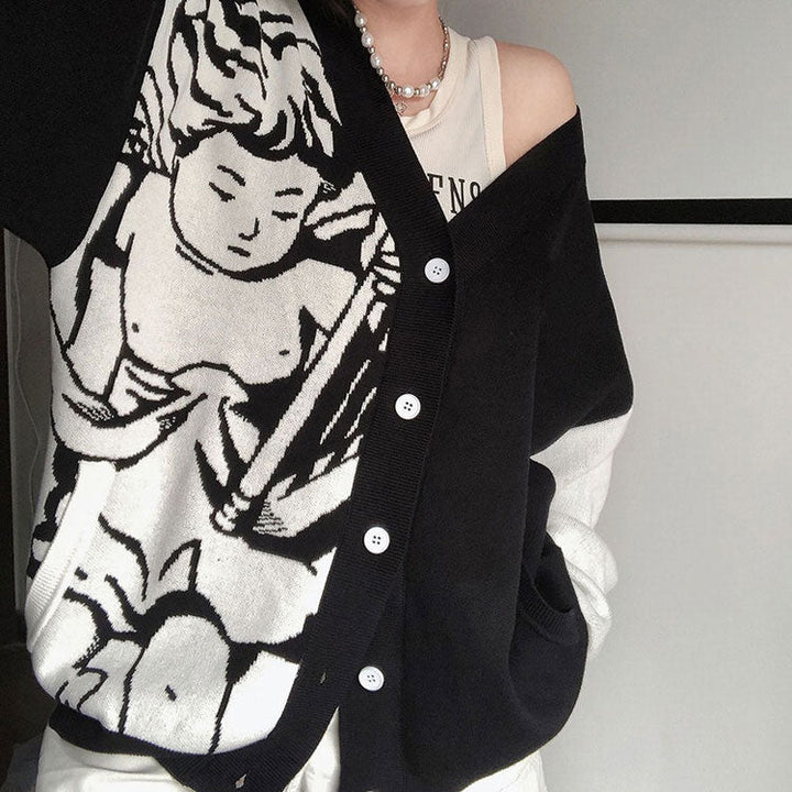 Cherub Aesthetic Asymmetrical Cardigan - Vedlit