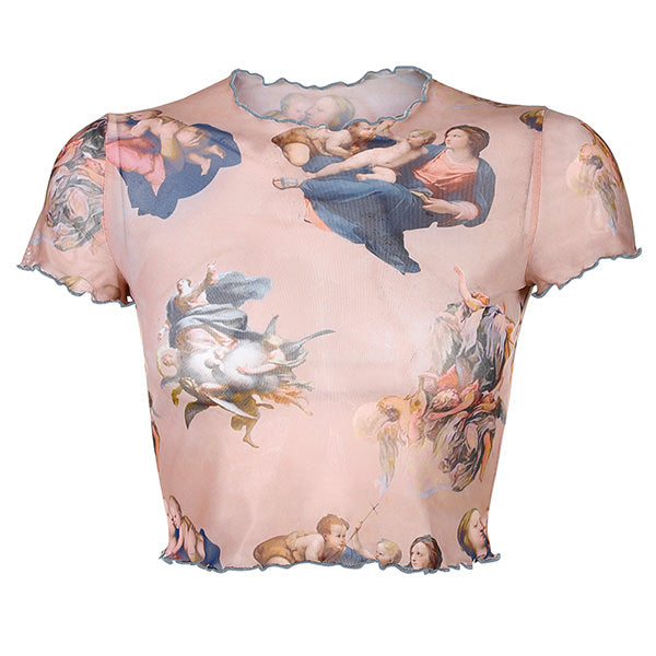 Cherub Print Crop Top - Vedlit