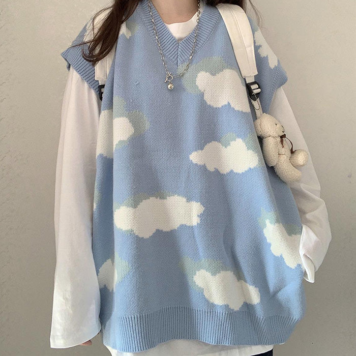 Cloudy Skies Knit Vest - Vedlit