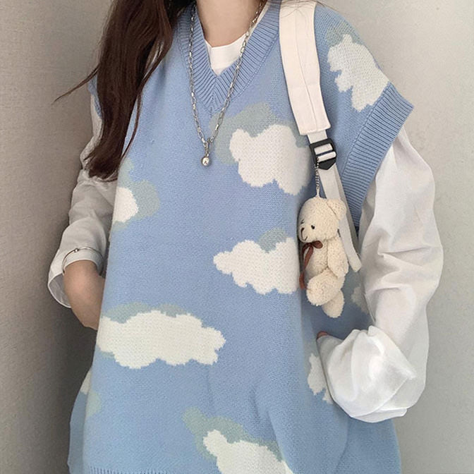 Cloudy Skies Knit Vest - Vedlit